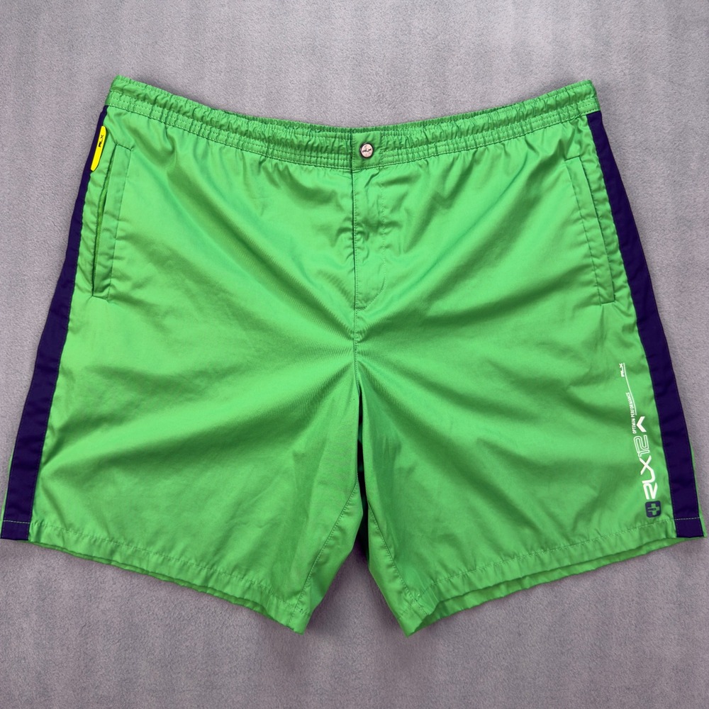 RLX Ralph Lauren Mens XXL Green Navy Blue Optimum Performance Swim Shorts Trunks